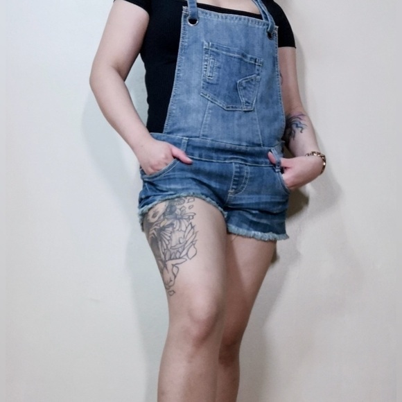 1st Kiss Blue Denim Overalls Relaxed Fit - Picture 1 of 7